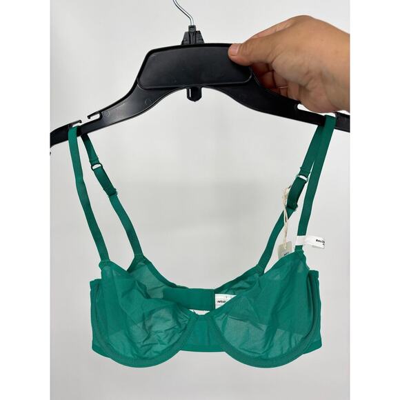 aerie Other - Aerie Smoothez Green Mesh Unlined Underwire Balconette Bra Size 32D
